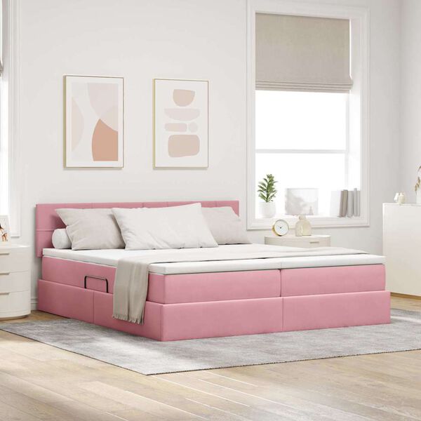 vidaXL Lit de Rangement avec matelas avec stockage Rose 100 x 200 cm