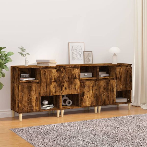 vidaXL Buffets 3 pcs chêne fumé 60x35x70 cm bois d'ingénierie