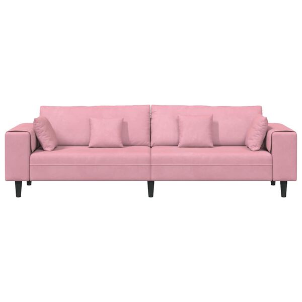 vidaXL Canapé en velours avec coussin Rose 209 cm Velours
