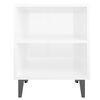 vidaXL Tables de chevet pieds en métal 2 pcs blanc brillant 40x30x50cm