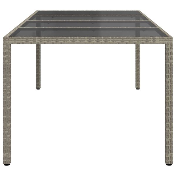 vidaXL Table de jardin gris 250x100x75 cm Verre trempé et poly rotin