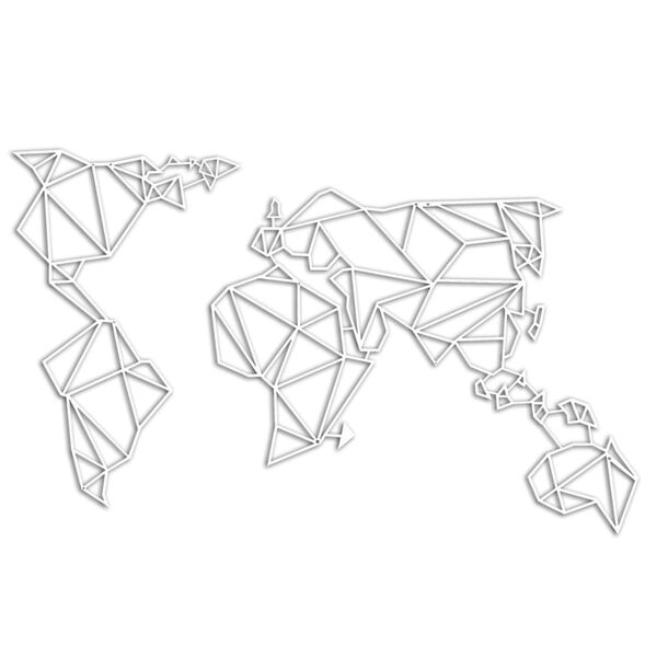 Homemania Décoration murale Carte du monde 100x58 cm Acier Blanc
