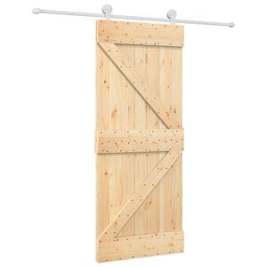 vidaXL Porte coulissante 85 x 210 cm Bois de pin massif (non trait&eacute;)