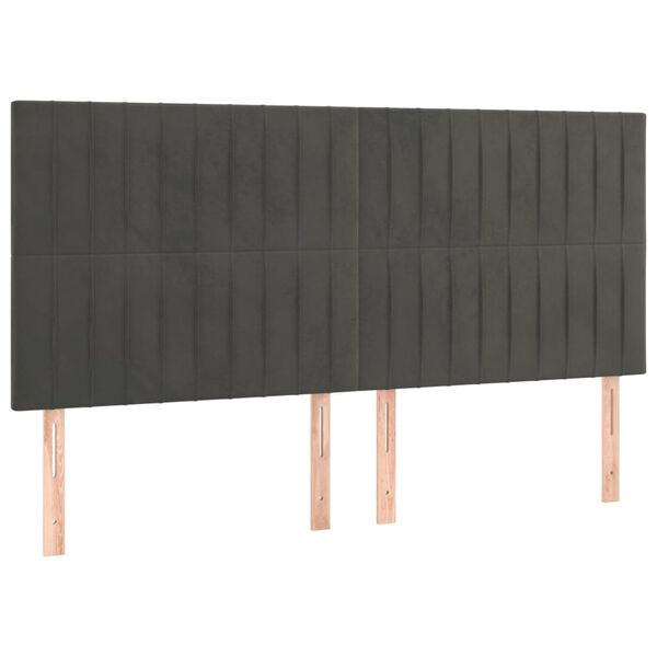 vidaXL T&ecirc;te de lit Gris fonc&eacute; 200 x 5 x 118/128 cm Velours