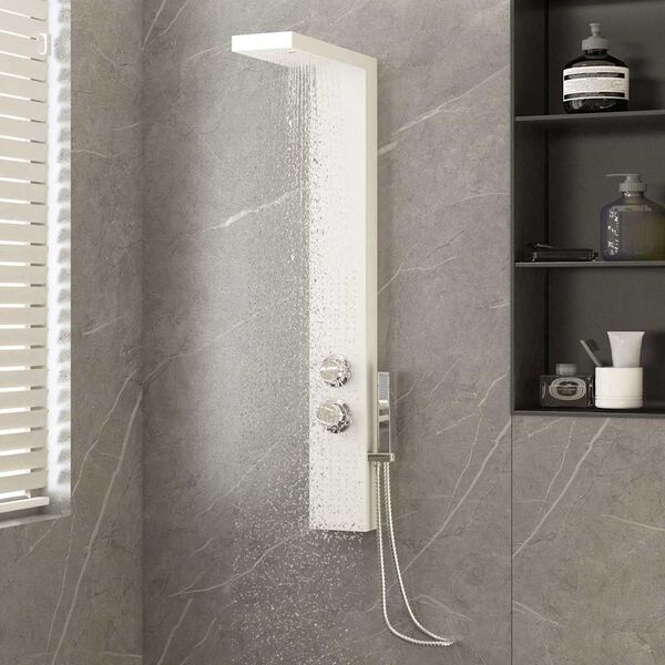 vidaXL Syst&egrave;me de panneau de douche Aluminium Blanc