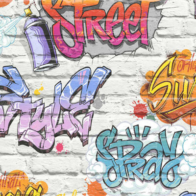 DUTCH WALLCOVERINGS Papier peint Graffiti Multicolore L179-05