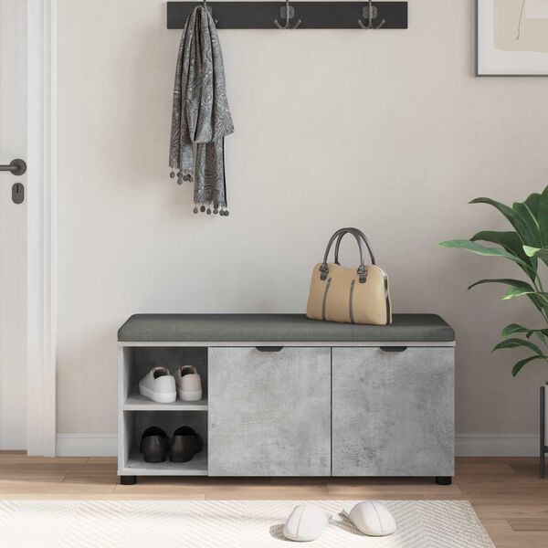 vidaXL Banc d'entr&eacute;e avec coussin Uni Gris b&eacute;ton 100 x 38 x 46 cm