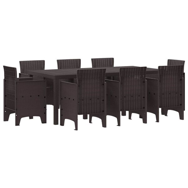 vidaXL Ensemble de salle à manger pour jardin 9 pcs Marron Rattan Polt