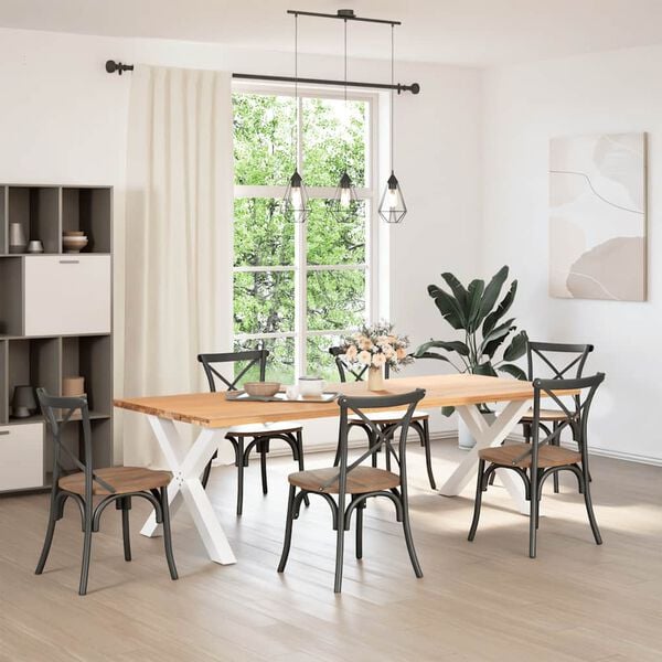 vidaXL Pieds de table &agrave; manger en forme de X, 2 pi&egrave;ces, blanc, 90 x (72-73) cm, acier