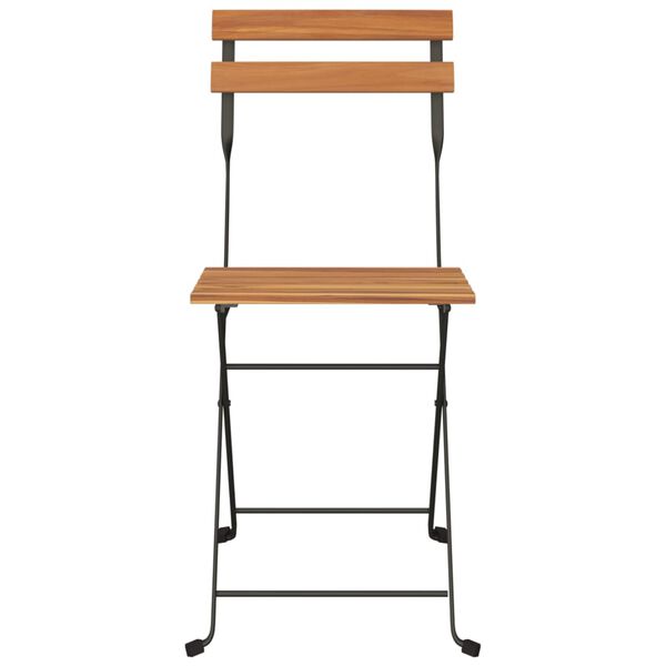 vidaXL Chaises de bistrot pliantes lot de 4 Bois teck solide et acier