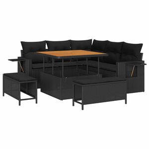 vidaXL Ensemble de canap&eacute; de jardin avec coussin 8 pcs Noir polyrotin