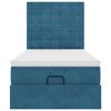 vidaXL Cadre de lit ottoman avec matelas bleu fonc&eacute; 90x200 cm velours