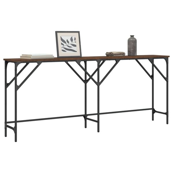 vidaXL Table console ch&ecirc;ne marron 180x29x75 cm bois d'ing&eacute;nierie