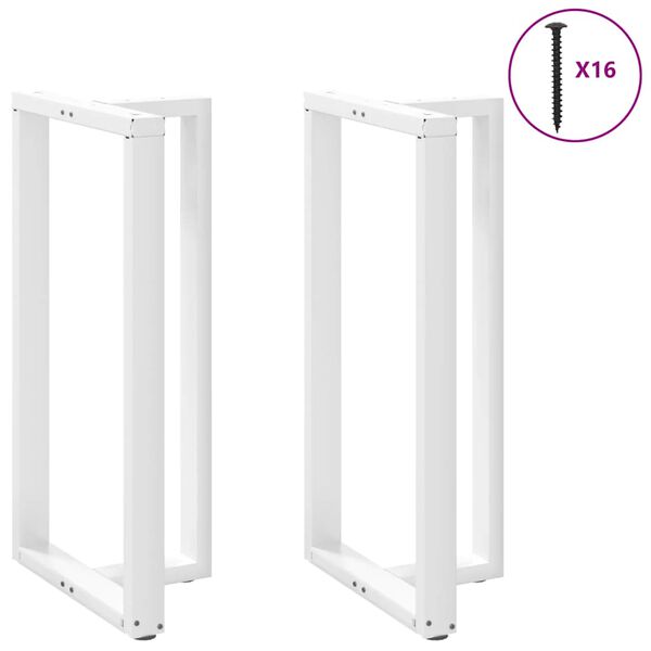 vidaXL Pieds de table de bar en T, 2 pi&egrave;ces, blanc, 60 x 35 x (110-111) cm, acier