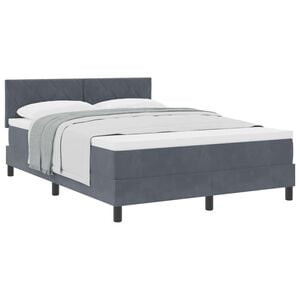 vidaXL Lit &agrave; ressorts avec matelas Gris fonc&eacute; 140 x 190 cm Velours