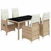 vidaXL Ensemble de bistro de jardin 5 pcs coussins beige poly rotin