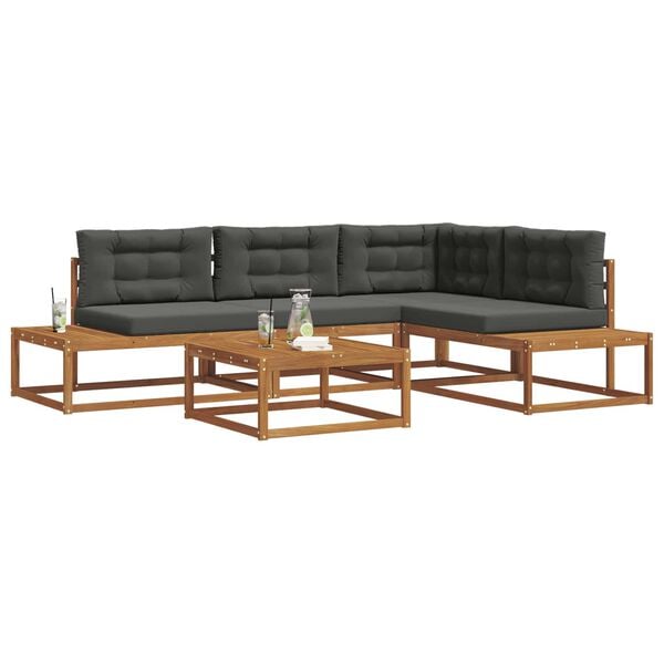 vidaXL Ensemble de canap&eacute;s d'ext&eacute;rieur 5 Pi&egrave;ce Naturel et Anthracite