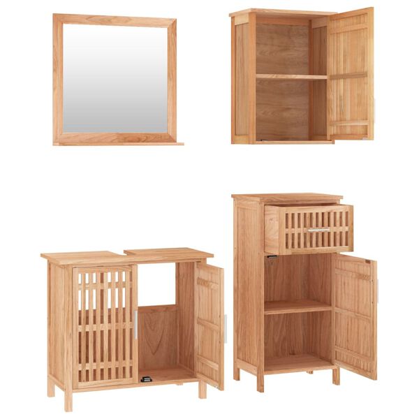 vidaXL Ensemble de meubles de salle de bain 4 pcs Bois massif de noyer