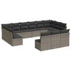 vidaXL Salon de jardin avec coussins 13 pcs gris r&eacute;sine tress&eacute;e