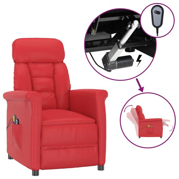 vidaXL Fauteuil de massage électrique Rouge Similicuir