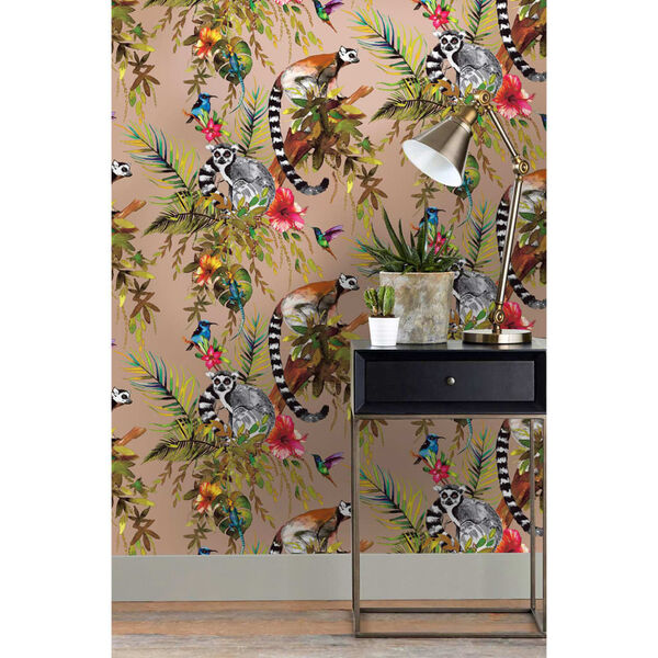 DUTCH WALLCOVERINGS Papier peint Lemur Doré rose
