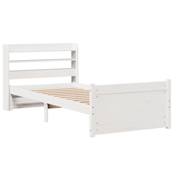 vidaXL Cadre de lit avec tête de lit sans matelas blanc 75x190 cm