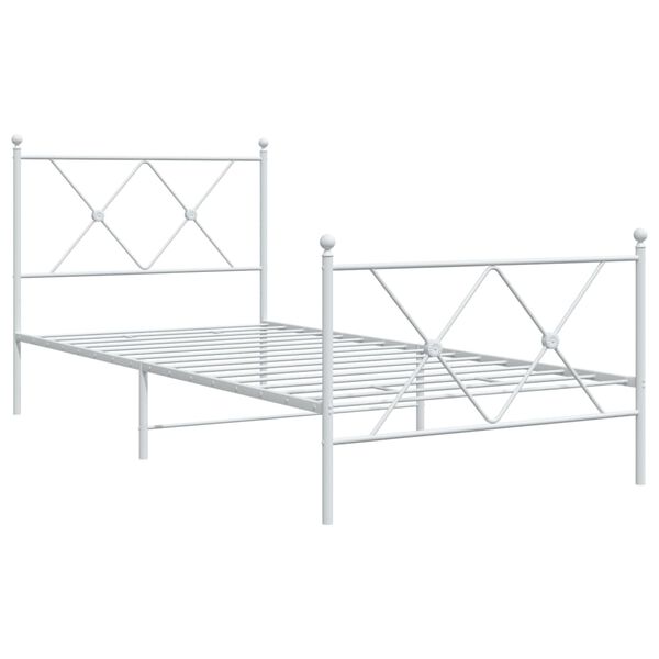 vidaXL Cadre de lit métal sans matelas avec pied de lit blanc 90x190cm