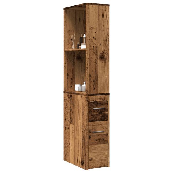 vidaXL Armoire de salle de bain &eacute;troite avec roulettes vieux bois