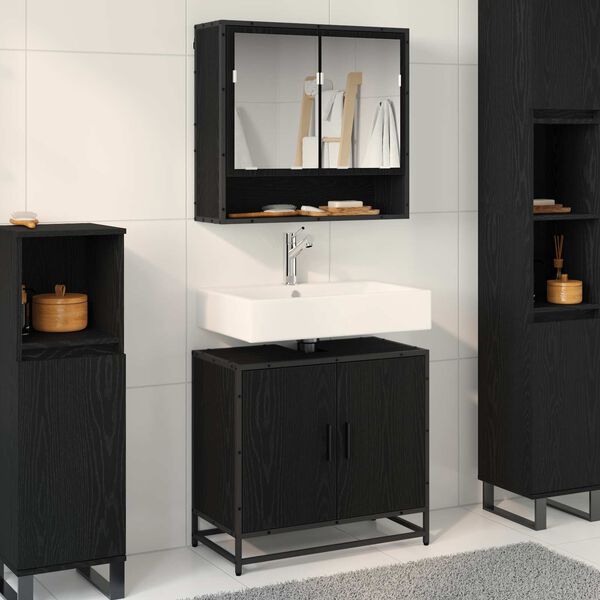 vidaXL Ensemble de mobilier de salle de bain 2 pcs Ch&ecirc;ne noir
