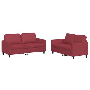 vidaXL Ensemble de canap&eacute;s 2 pcs et coussins Rouge bordeaux Similicuir