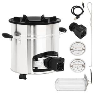 vidaXL Po&ecirc;le &agrave; bois avec ventilateur USB Argent&eacute; 35,5x26x28 cm Inox