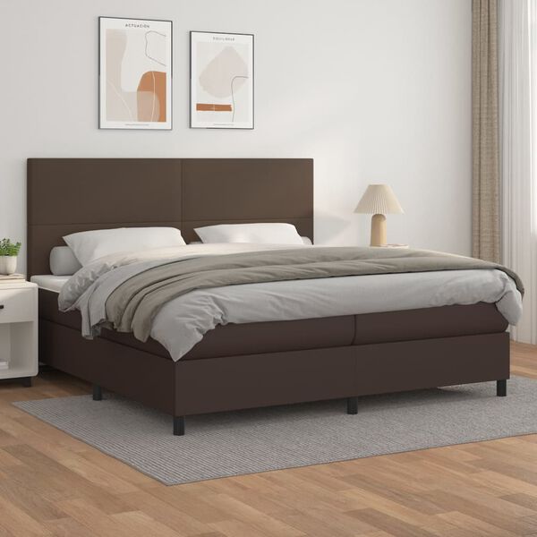 vidaXL Sommier &agrave; lattes de lit avec matelas Marron 200x200 cm