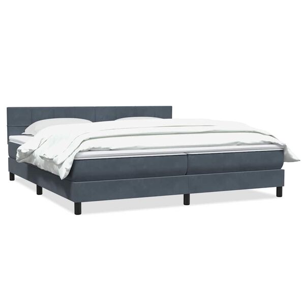 vidaXL Sommier &agrave; lattes de lit et matelas gris fonc&eacute; 180x220cm velours