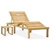 vidaXL Chaise longue de jardin avec table Bois de pin impr&eacute;gn&eacute;
