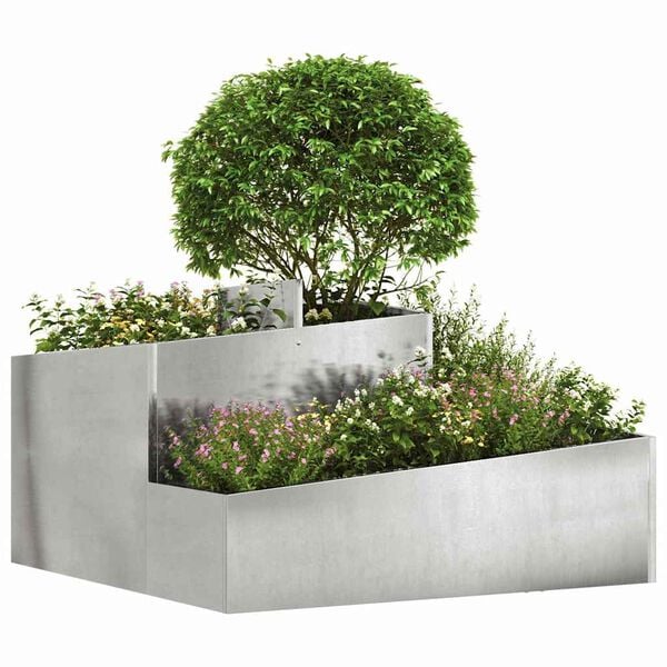 vidaXL Cache-pot de jardin Argent 80 x 80 x 50 cm Acier inoxydable