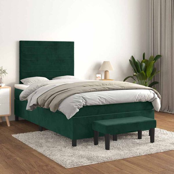 vidaXL Sommier &agrave; lattes de lit avec matelas vert fonc&eacute; 120x190 cm
