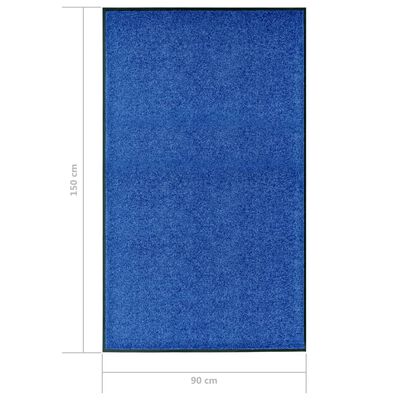 vidaXL Paillasson lavable Bleu 90x150 cm