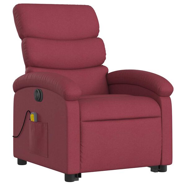 vidaXL Fauteuil inclinable de massage &eacute;lectrique Rouge bordeaux Tissu