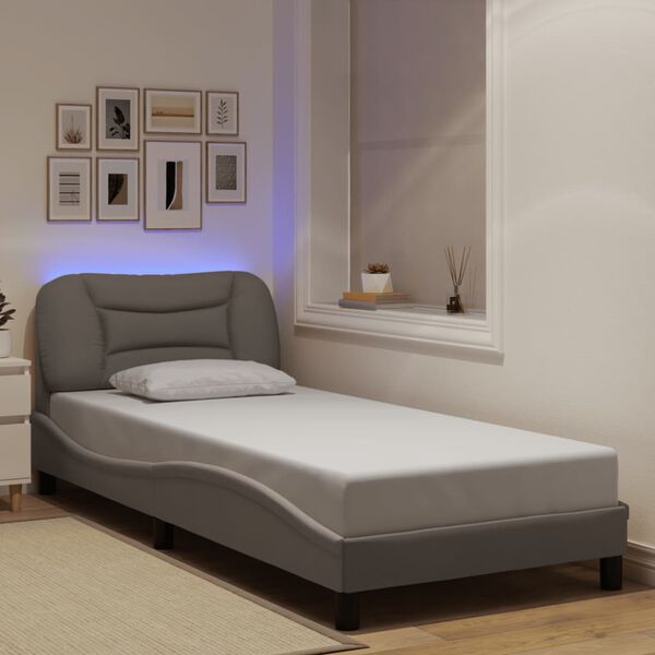 vidaXL Cadre de lit avec LED sans matelas Hvar taupe 90x190 cm tissu