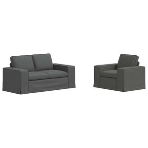 vidaXL Ensemble de Canap&eacute;s 2 pc Gris fonc&eacute; tissu