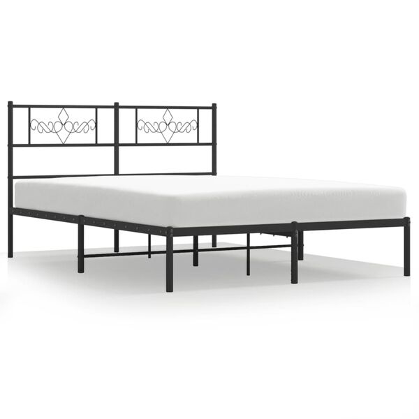 vidaXL Cadre de lit m&eacute;tal sans matelas avec t&ecirc;te de lit noir 140x200cm