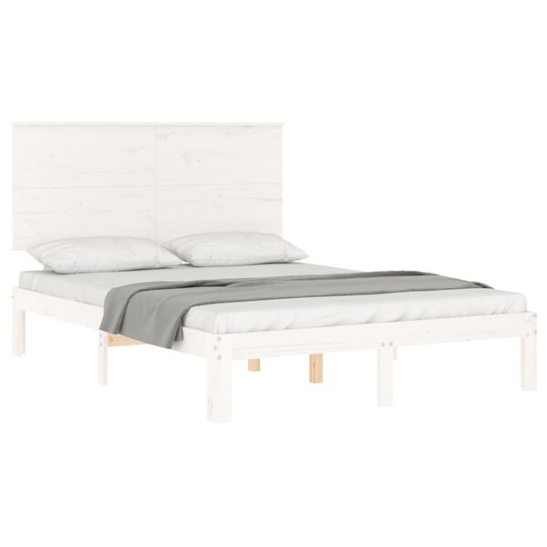vidaXL Cadre de lit sans matelas blanc bois de pin massif