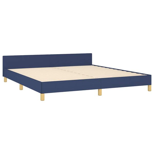 vidaXL Cadre de lit avec tête de lit sans matelas bleu 180x200cm tissu