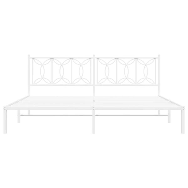 vidaXL Cadre de lit m&eacute;tal sans matelas et t&ecirc;te de lit blanc 200x200 cm