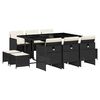 vidaXL Ensemble &agrave; manger de jardin 11 pcs coussins noir r&eacute;sine tress&eacute;e