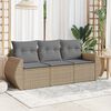 vidaXL Salon de jardin avec coussins 3 pcs beige r&eacute;sine tress&eacute;e