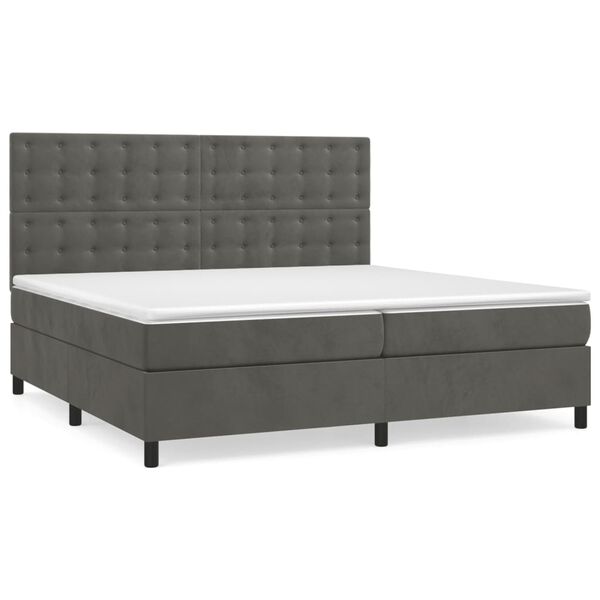 vidaXL Sommier &agrave; lattes de lit et matelas Gris fonc&eacute; 200x200cm Velours