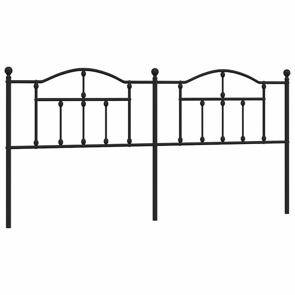 vidaXL T&ecirc;te de lit m&eacute;tal noir 200 cm