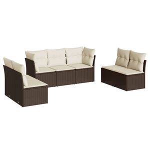 vidaXL Salon de jardin avec coussins 7 pcs marron r&eacute;sine tress&eacute;e