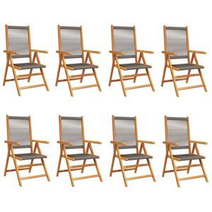vidaXL Chaises inclinables de jardin lot de 8 gris bois massif acacia
